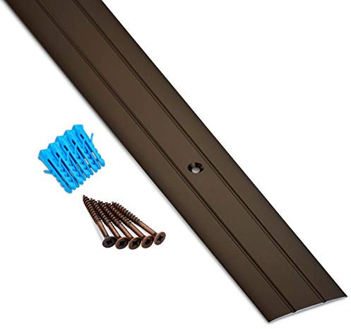 SOTECH 2 Stück Übergangsschienen Cross aus Aluminium Bronze eloxiert 1000 x 37 x 2 mm Übergangsprofil gelocht inkl. Befestigungsset Fußbodenschiene für Teppich, Laminat, Fliesen Übergänge
