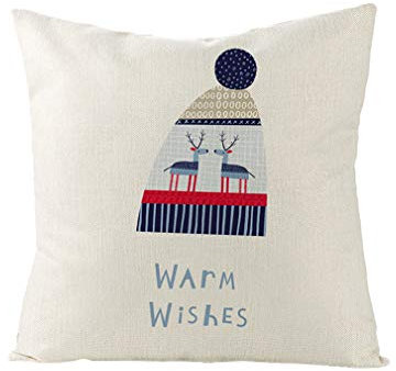 Nunubee Schlafsofa Robustes Weiches Kissenbezug-Heimdekoration Nettes Weihnachtskitz 45 * 45 cm # 25