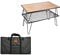 Camping BBQ Grill 2 Stück Outdoor Faltbar Mehrzweck-Aufbewahrungsregal mit 1 abnehmbaren Bambusbrett, Stahlbeschichtung schwarz T-230-2TP