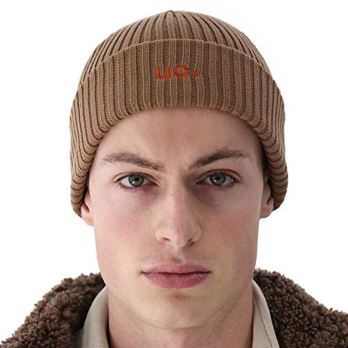 UNDERCONTROL Winter Fisherman Trawler Rib Beanie Free Herren Damen Unisex Stilvolle atmungsaktive einfarbige Totenkopfmütze Dehnbare Uhr Rolled Cuff Cap (Rib Loose Brown)