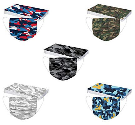 50 Stück Kinder für Maske_Einweg_Mundschutz für_Masken 3-lagig Gesicht Bandanas Druck für Jungen Mädchen Staubdicht Atmungsaktiv Halstuch Multifunktionstuch für die Schule (02)