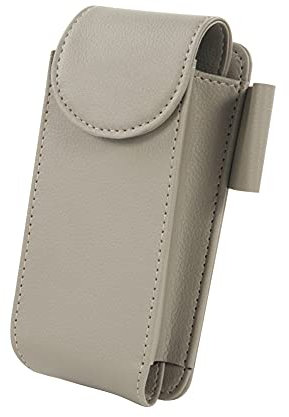 Auto Sonnenblende Brillenhalter,MoreChioce Universal Brillenetui Brillenbox Tragbare Brillenhalterung PU Leder Brillen Organizer Box Kratzfeste Auto Brillen Aufbewahrungsbox Halterung,Grau