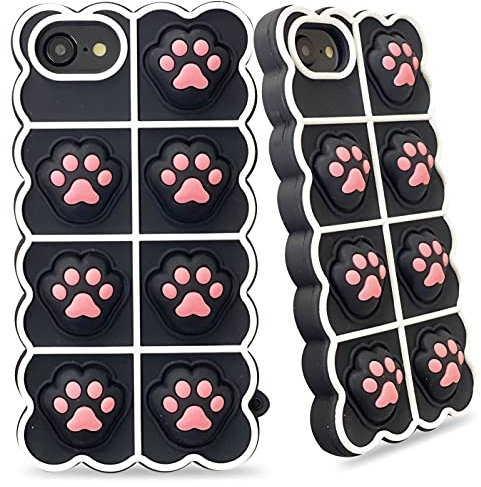 elexal Poppets Phone Case iPhone 6s, Pop Up Phone Case iPhone 7, iPhone 8 Poppet Case, Poppet Cat Paw Phone Case iPhone 6 7 8 SE2020, Anti-Anxiety Stress Relief Shockproof Phone Case (Black)