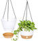 QCQHDU Lot de 2 jardinières suspendues, 25.4 cm de diamètre pour l'intérieur et l'extérieur, Pot de Fleurs Suspendu avec Trou de Drainage et 3 Crochets pour Le Jardin et la Maison (Blanc)