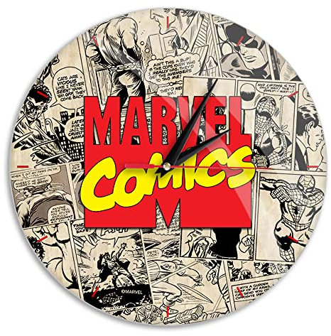 ERT GROUP Original et sous Licence Officielle Marvel, Horloge Murale silencieuse Brillante, Motif Marvel 001 Design Unique, Aiguilles en métal Peint, 30,5 cm (12)