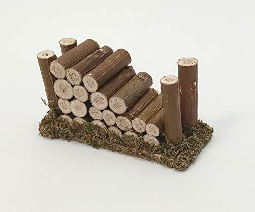 Miniaturenbau-Lewen Holzstapel aus Holz. Krippenzubehör für Weihnachtskrippe. 8x3,2x4 cm