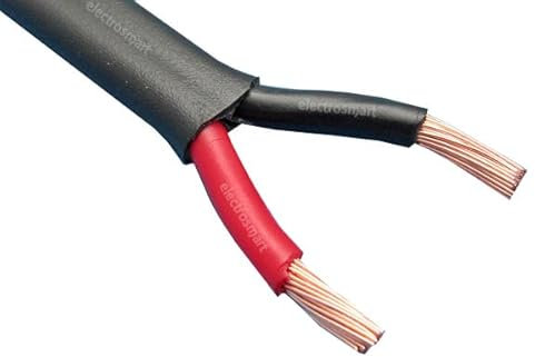 electrosmart 2 Core Twin Red/Black Copper Automotive Auto Boat Marine Cable Wire 2 x 2.5mm Thin Wall Flat Stranded 12V 24V 29 Amp (5m)