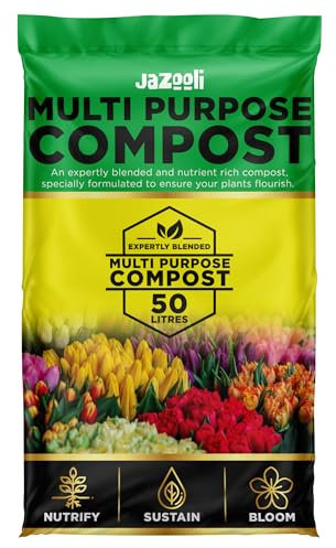 Jazooli 50L Multipurpose Compost Soil Bag - All Purpose Nutrient Rich Compost Mix for Potting, Seeds, Seedling, Outdoor Plant & Indoor Houseplant, Garden Growing - Eco-Friendly