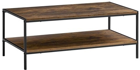 Vida Designs Brooklyn Coffee Table Sofa Side End Shelf Display Unit Industrial Rustic Living Room Furniture (Dark Wood)