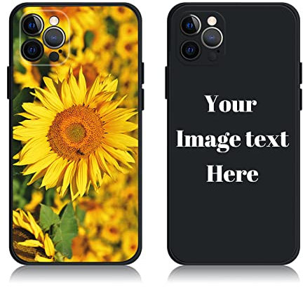 AnNengJing Custom Soft Liquid Silicone Cases Full-Body Protective Personalized Photo Name Text Logo Phone Cover for iPhone 12 Pro Max Black