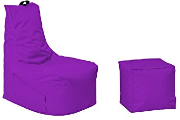 Momiralland Komfort Sitzsack XL - XXL mit Hocker Sitzkissen BodenKissen Sessel In- & Outdoor geeignet Gaming Sitzsack für Erwachsene und Kinder (Lila, XXL - Durchmesser 80 cm)