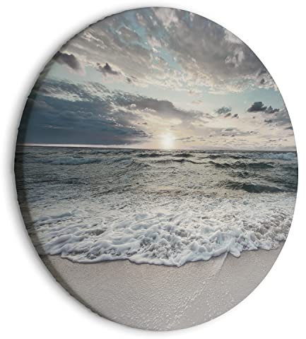 murando - runde Bilder Meer und Strand 40x40 cm Leinwandbild 1 tlg Kunstdruck modern Wandbilder XXL Wanddekoration Design Wand Bild Landschaft Natur See Himmel c-C-10019-bc-a
