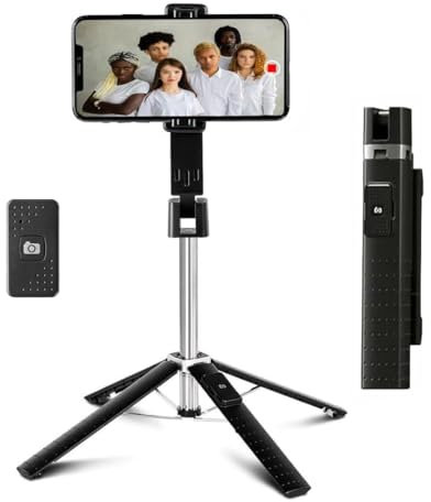 Selfie Stick with Tripod, 40'' Universal Extendable Selfie Pole with Remote Control 360° Rotation for iPhone, Samsung, Huawei & Xiaomi Phones, Phone Holder for Video Recording Vlogging Live Streaming