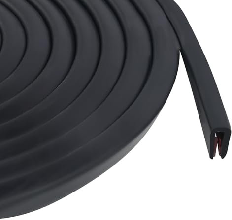 SDLDEER Rubber Edge Trim, 1.5mm×6m U Channel Edge Protector Guard Self-Adhesive EPDM Rubber Edging Trim for Car Doors, Panels, Table Corners, Black