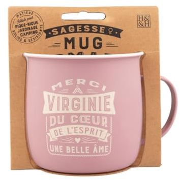 MUG NOMADE - Mug à thé et café personnalisé Virginie - Cadeau pour Femme, Rose