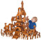 Mittlere karbonisierte Holzbausteine für den Außenbereich für Kinder große sensorische Holzbauspielzeuge für den Innenbereich für die Vorschule (M4#: 210 Stück, 16 kg)