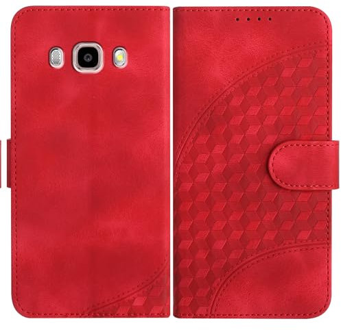 JayModCase Cover per Samsung Galaxy J510/J5 2016,Flip Custodia in Pelle PU con Kickstand Porta Carte Magnetica Chiusa Custodia per Galaxy J510 (Rosso)