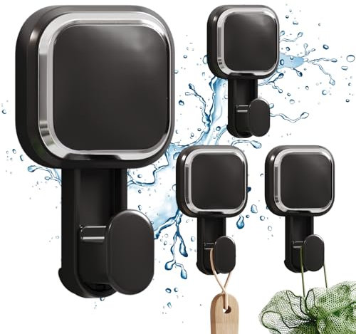 TAILI Ganchos de Ventosa 4 Paquetes Sin Taladrar Colgador de Toalla de Ducha para Baño Cocina Hotel Fácil de Instalar y Quitar Ganchos de Pared Impermeables de Forma Cuadrada