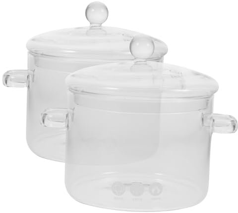ABOOFAN 2 Pz pentola da minestra teiera in vetro ciotola di cipolla francese pentola cucina padella Tagliatella tirata a mano zuppiera pentola di stufato Bicchiere bambino spaghetti