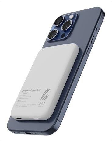 LL TRADER 007 Magnetic Wireless Power Bank 5000mAh Portable Charger Battery Pack Compatible with MagSafe for iPhone 12/13/14/15 Series (White) 2024