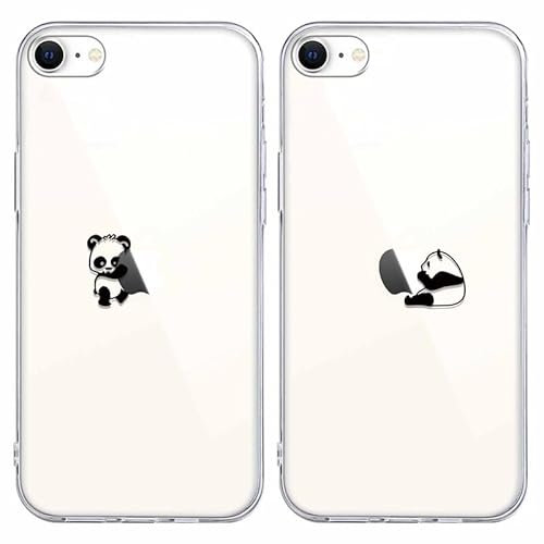 Yoedge 2 pezzi Cover per Apple iPhone 8/7/SE 2020/SE 2022 4,7, ultra sottile trasparente in gel TPU morbido con motivo di disegno, custodia di protezione antiurto per iPhone 8, Panda