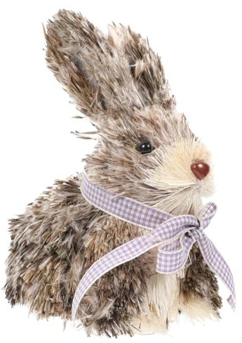PRETYZOOM Straw Rabbit Decor Hand-Woven Rabbit Ornament Woven Decor for Desk Bedroom and Living Room Natural Animal Desktop Ornament Easter Decorations Indoor 3.94 X 3.94 X 2.76 in
