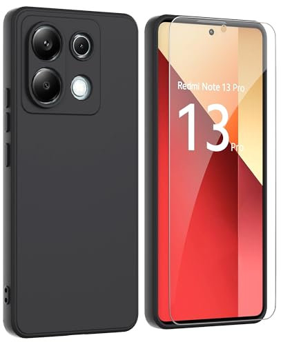 ARRYNN Custodia per Xiaomi Redmi Note 13 Pro 5G (6.67) Cover + Pellicola Protettiva Vetro Temperato,Liquid Silicone TPU Case Cover per Xiaomi Redmi Note 13 Pro 5G - Nero