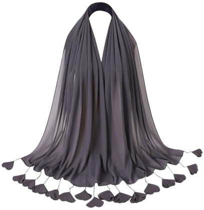 Hijab Kopftuch Für Damen, Frauen Schal Kleider, Modern Kopftücher Weicher Jersey, Muslim Kleid Türkisch Premium Gebetskopftuch, Umrah Geschenk, Hijab Set (Brown, 170x70cm)