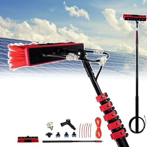 Outils de nettoyage de panneaux solaires, poteau de nettoyage de fenêtres, matériau en alliage d'aluminium, avec poignée en éponge et tête de brosse légère, convient pour un usage domestique et