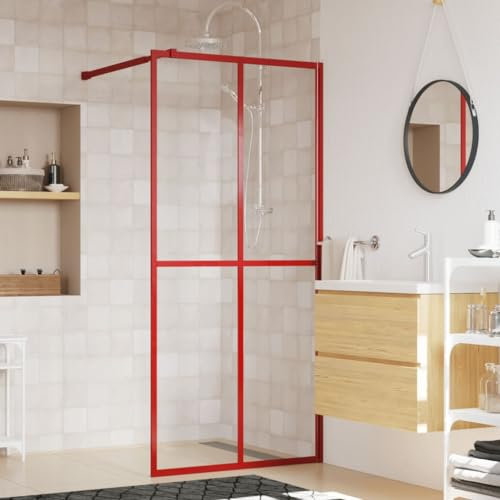 Sufrk Paroi de Douche avec Verre ESG Transparent Rouge 100x195 cm,Vitre Baignoire Salle De Bain,Pare-Baignoire