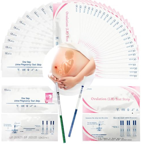 LURNODY 25 Artículos Test de Ovulación 10 Artículos Prueba Embarazo Test Ovulación Easy Home, Se Utiliza para Detectar La Ovulación y Aumentar Las Posibilidades de Embarazo (25LH+10HCG)