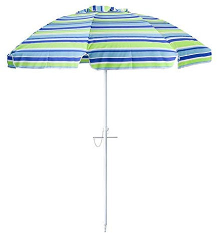 RUHEN Parasol de plage de 2 m/6,6 pieds, parasol de jardin extérieur inclinable à rayures, parasols imperméables pour patio, piscine, pelouse, cour