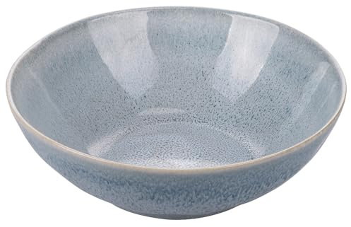 VDE Villa D'Este Home Tivoli 1996 Lot de 6 assiettes creuses en grès, bleu ciel bord marron, The Market E