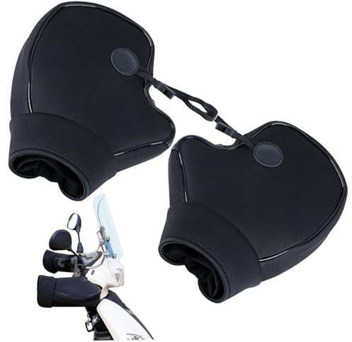 Manchons de guidon de moto 1 paire de gants de guidon de vélo imperméables et coupe-vent avec cordon de serrage en polaire épaisse pour guidon de motoneige, chauffe-mains de moto chauds pour le cyclis