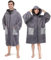 Owntop Handtuch Poncho Erwachsene, Surf Poncho Langen Ärmeln Damen Herren, Schnell Trocknendes Badeponcho mit Reißverschluss für Strand Camping Dusche Pool Zuhause - Grau M