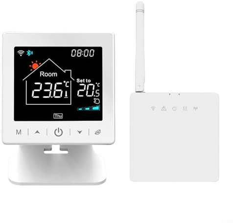 Zilimontt Thermostat intelligent sans fil WiFi pour Tuya RF433, thermostat programmable avec support, contrôle de température par application, contrôle vocal