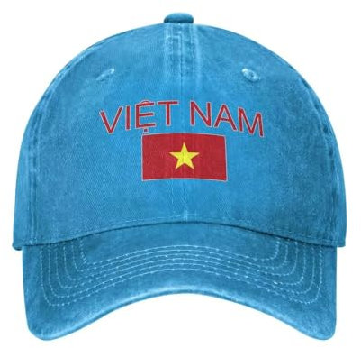 Outdoor-Baseballkappe, Baseballkappe Mit Vietnam-Flagge, Unisex-Weiche Casquette-Kappe, Klassische Gewaschene Distressed-Denim-Sonnenkappe, Uv-Verstellbare Baumwolle, Verstellbare Vintage-Vatermütz