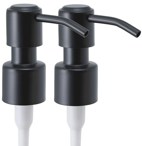 ALTGLAS 2 Stück von Seifenspender Pumpkopf Roma - Doppelpack Edelstahl Pumpaufsatz mit 22-24mm Gewinde als Ersatz Pumpe für Flüssig Seifen Spender (Schwarz)