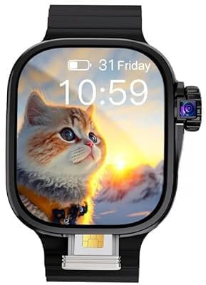 Reloj inteligente original DW99 4G Android 10.0 de 2.2 pulgadas, cámara giratoria Amoled, videollamada, GPS, WiFi, versión global, S9, Ultra Smart Watch para hombre (todo negro, 3 GB, 32 GB)