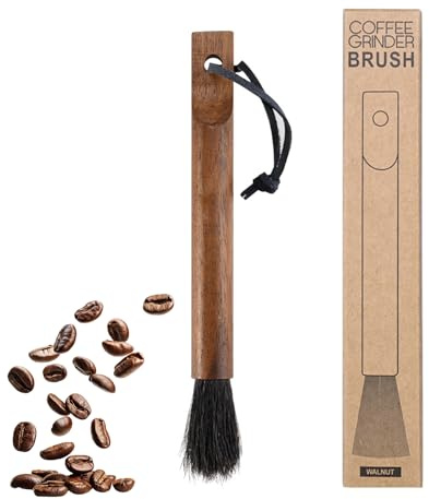 Yicoovey Professional Barista Brush with Walnut Handle and Hog Bristles for Espresso Machines and Kitchen Appliances