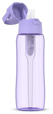 DAFI Solid Trinkflasche mit Filter und Strohhalm 0,7 L Lavender - Wasserflasche mit Wasserfilter, BPA-Frei, Sportflasche mit gefiltertes Wasser für Reisen, Filterflasche Outdoor + Aktivkohle Filter