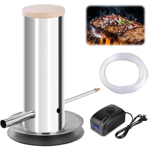 Edelstahl Kaltrauchgenerator für Räucherofen, Rauchgenerator Elektrisch mit Pumpe, Tragbares Räucherofen Elektrisch Zum Räuchern von Lebensmitteln, Fisch, Käse und Fleisch, BBQ Rauch-Erzeuger