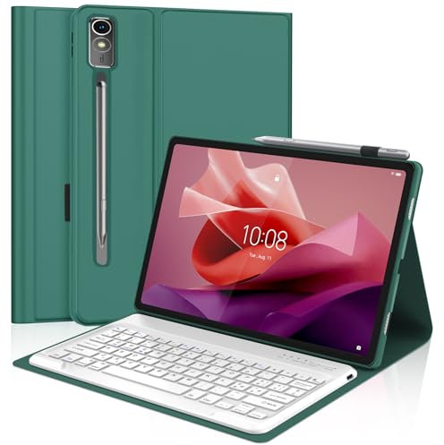 JADEMALL Tastiera per Lenovo Tab P12 12.7 2023, Custodia Tastiera Lenovo Tab P12 12.7 TB-370FU, Italiano QWERTY Tastiera Bluetooth per Lenovo Tab P12 12.7 2023, Verde scuro