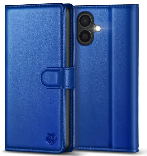 Kuafcase Compatible for iPhone 16 Plus Case with 4 Card Slots Magnetic Closure Kickstand Shockproof Protective Phone Case Compatible for iPhone 16 Plus - Royal Blue