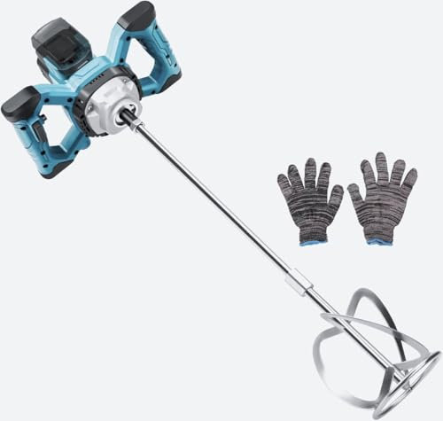 Batidora de mortero de color compatible con batería Makita, sin escobillas, 3200 W, mezclador de cemento, transmisión de 6 velocidades, interruptor bloqueable, mezclador industrial para pintura, yeso