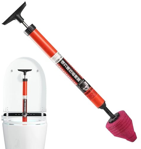 High Pressure Toilet Extraction Tool, Air Drive Cleaner, Flexible Clog Remover Pump, Ergonomic Grip , Piston Nozzle Stick for Bathroom Sanitary Block Solution