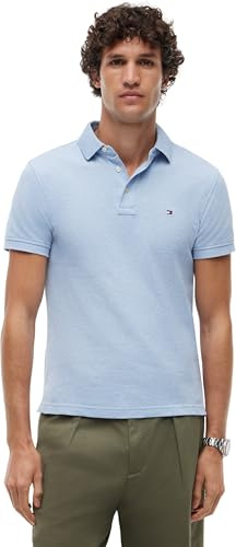 Tommy Hilfiger Herren Poloshirt Kurzarm 1985 Slim Fit, Blau (Vessel Blue Heather), L