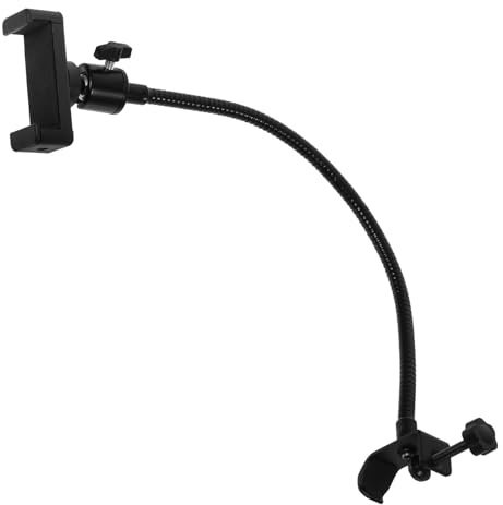 Milisten Adjustable Mic Stand Phone Holder Abs Clip Mount for Cellphone 6-10cm Width Compatible with Vloggers Podcasters on Bike Handlebar and Recording