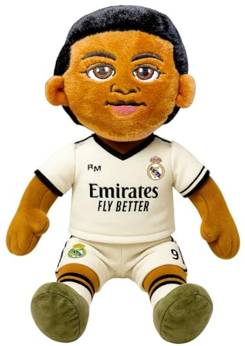 Real Madrid Offizielles Plüschtier mit Mbappé und Uniform 2024/25, ideal für Fans und Sammler.