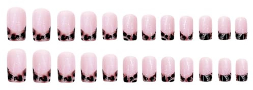 24pcs Leopardo Pressa Quadrata Su Chiodi Set Chiodi Artificiali Per Le Donne E Le Ragazze Barra Acrilica Lucida Su Accessori Per Chiodi